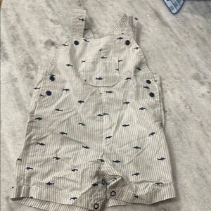 Kids Striped Overalls with Fish Print